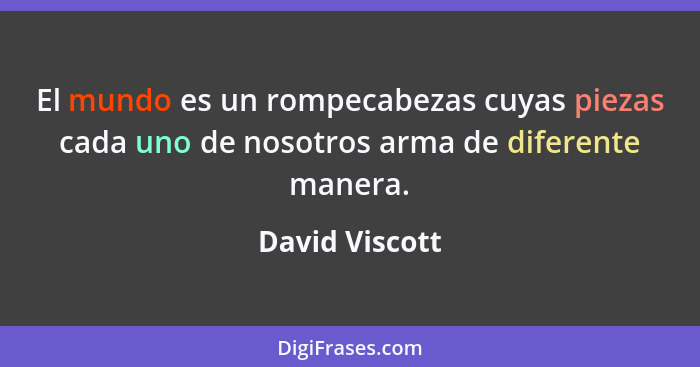 El mundo es un rompecabezas cuyas piezas cada uno de nosotros arma de diferente manera.... - David Viscott