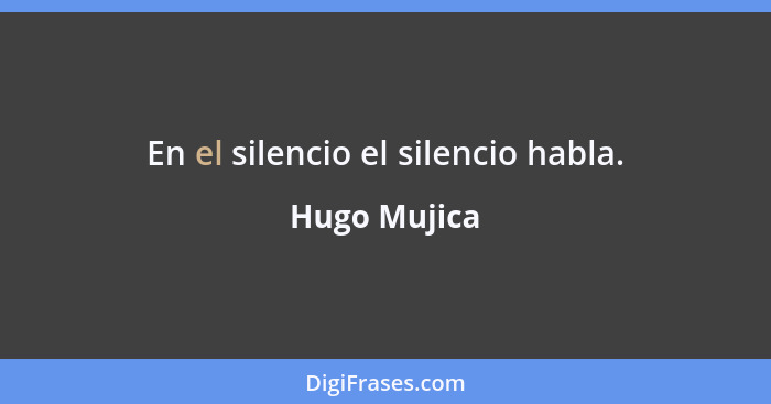 En el silencio el silencio habla.... - Hugo Mujica