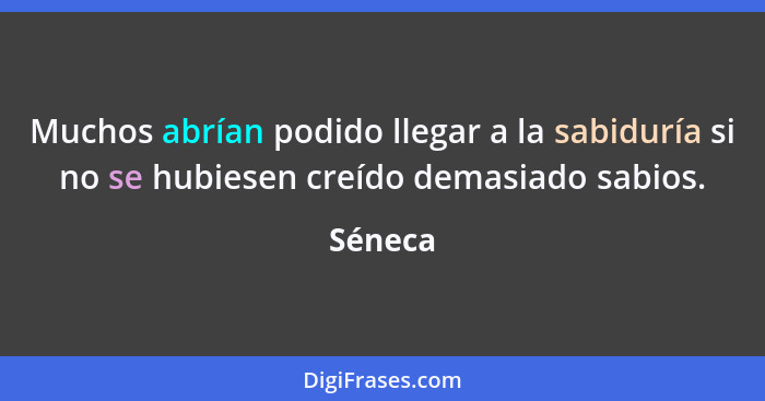 Muchos abrían podido llegar a la sabiduría si no se hubiesen creído demasiado sabios.... - Séneca