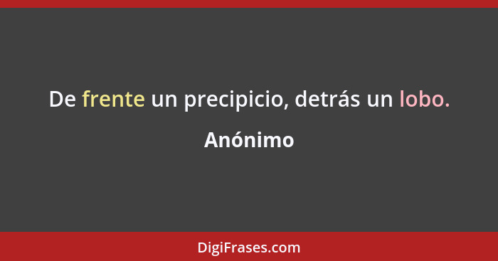 De frente un precipicio, detrás un lobo.... - Anónimo