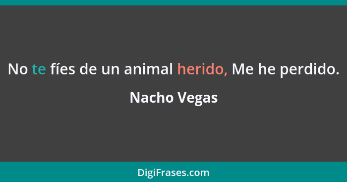 No te fíes de un animal herido, Me he perdido.... - Nacho Vegas