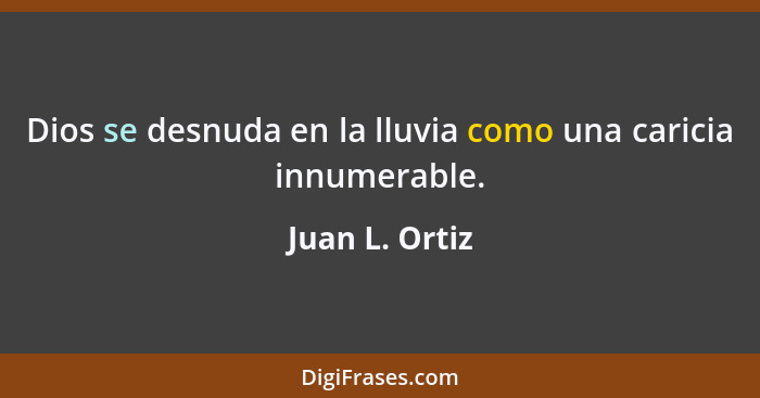 Dios se desnuda en la lluvia como una caricia innumerable.... - Juan L. Ortiz