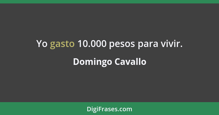 Yo gasto 10.000 pesos para vivir.... - Domingo Cavallo