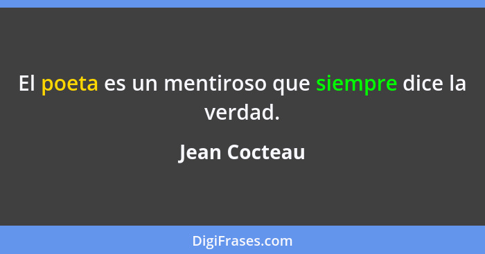 El poeta es un mentiroso que siempre dice la verdad.... - Jean Cocteau