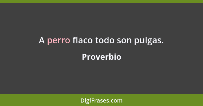 A perro flaco todo son pulgas.... - Proverbio