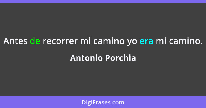 Antes de recorrer mi camino yo era mi camino.... - Antonio Porchia