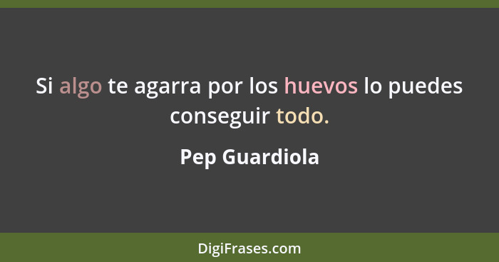 Si algo te agarra por los huevos lo puedes conseguir todo.... - Pep Guardiola