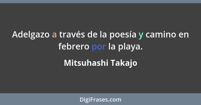 Adelgazo a través de la poesía y camino en febrero por la playa.... - Mitsuhashi Takajo