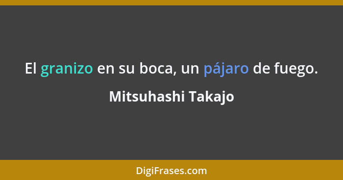 El granizo en su boca, un pájaro de fuego.... - Mitsuhashi Takajo