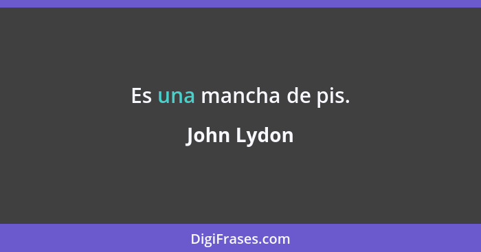 Es una mancha de pis.... - John Lydon