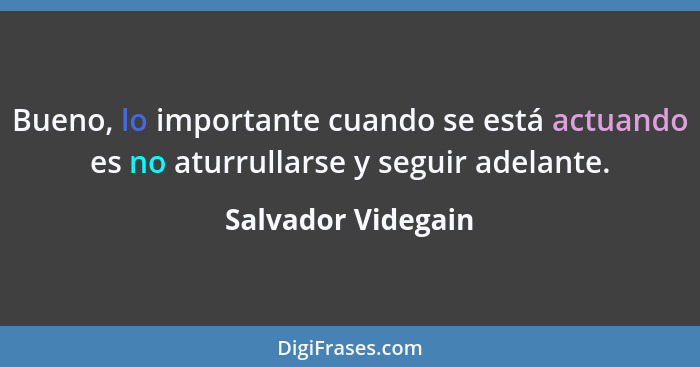 Bueno, lo importante cuando se está actuando es no aturrullarse y seguir adelante.... - Salvador Videgain