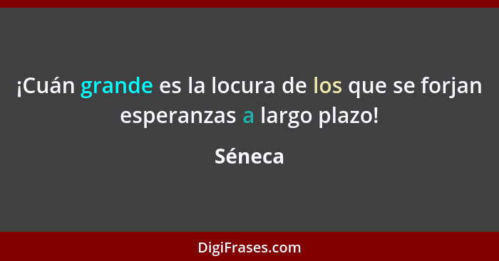 ¡Cuán grande es la locura de los que se forjan esperanzas a largo plazo!... - Séneca