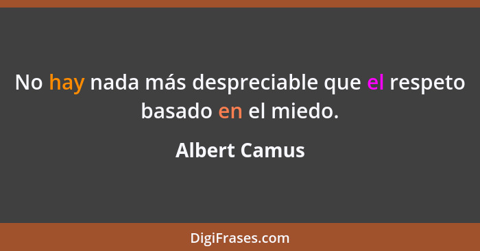 No hay nada más despreciable que el respeto basado en el miedo.... - Albert Camus