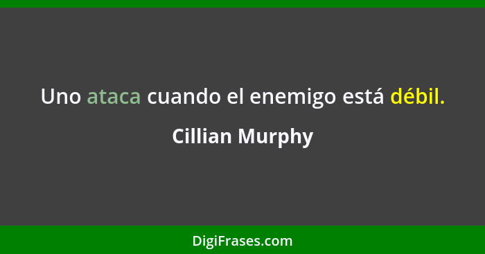 Uno ataca cuando el enemigo está débil.... - Cillian Murphy