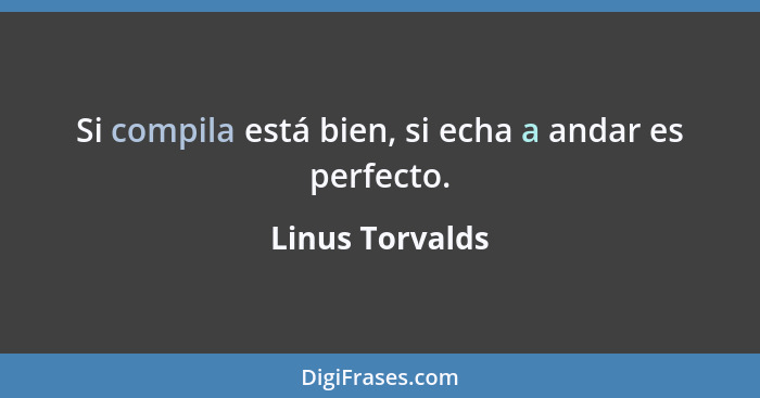 Si compila está bien, si echa a andar es perfecto.... - Linus Torvalds
