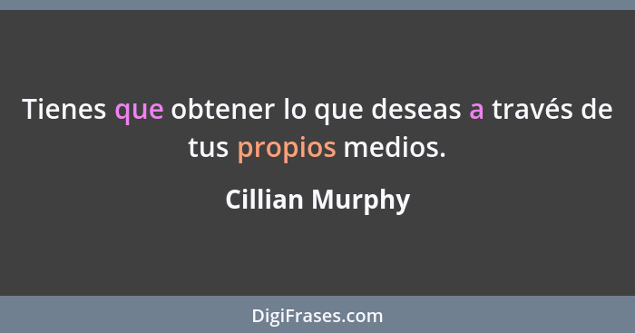 Tienes que obtener lo que deseas a través de tus propios medios.... - Cillian Murphy