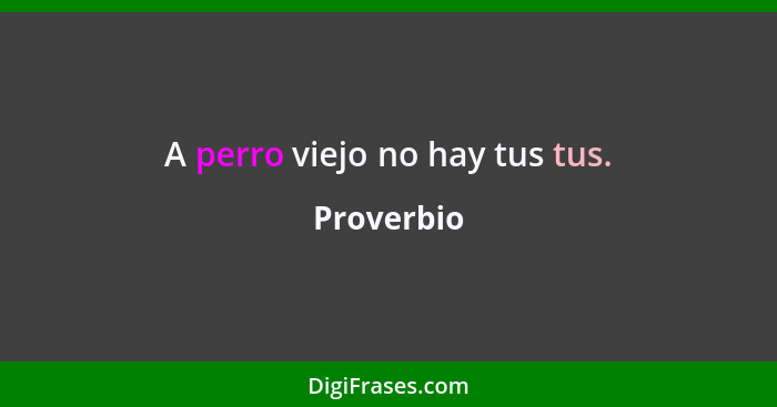 A perro viejo no hay tus tus.... - Proverbio