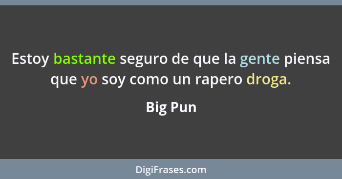 Estoy bastante seguro de que la gente piensa que yo soy como un rapero droga.... - Big Pun