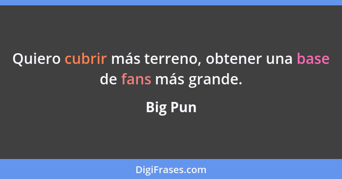 Quiero cubrir más terreno, obtener una base de fans más grande.... - Big Pun