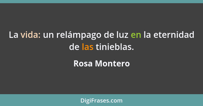 La vida: un relámpago de luz en la eternidad de las tinieblas.... - Rosa Montero