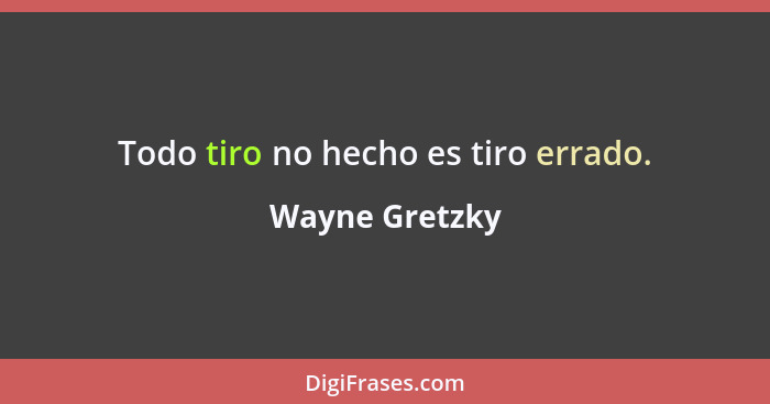 Todo tiro no hecho es tiro errado.... - Wayne Gretzky