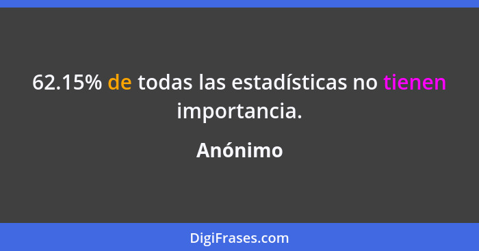 62.15% de todas las estadísticas no tienen importancia.... - Anónimo