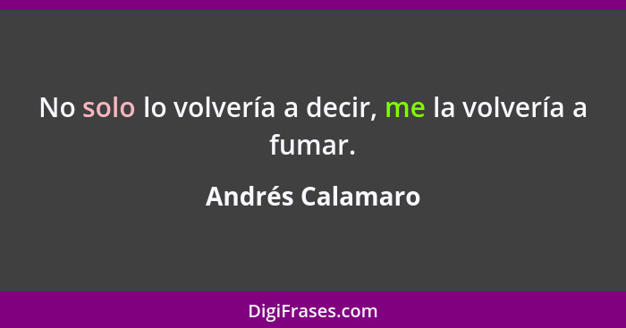 No solo lo volvería a decir, me la volvería a fumar.... - Andrés Calamaro