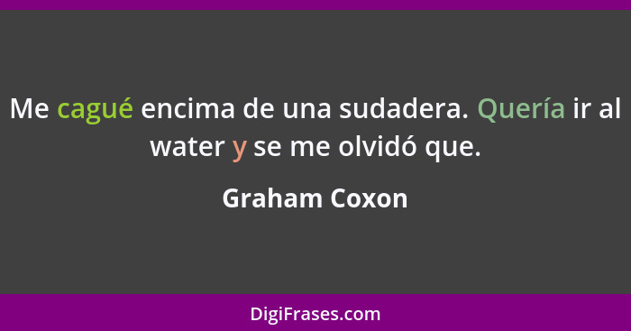 Me cagué encima de una sudadera. Quería ir al water y se me olvidó que.... - Graham Coxon