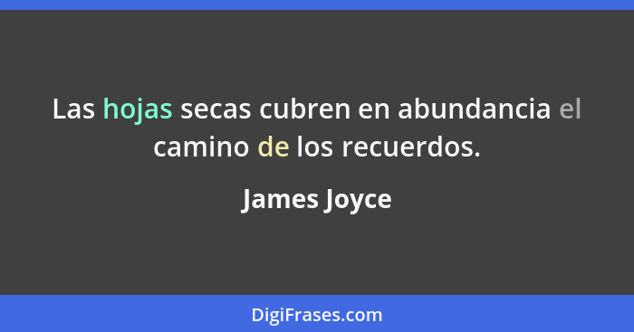 Las hojas secas cubren en abundancia el camino de los recuerdos.... - James Joyce