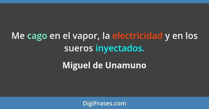 Me cago en el vapor, la electricidad y en los sueros inyectados.... - Miguel de Unamuno