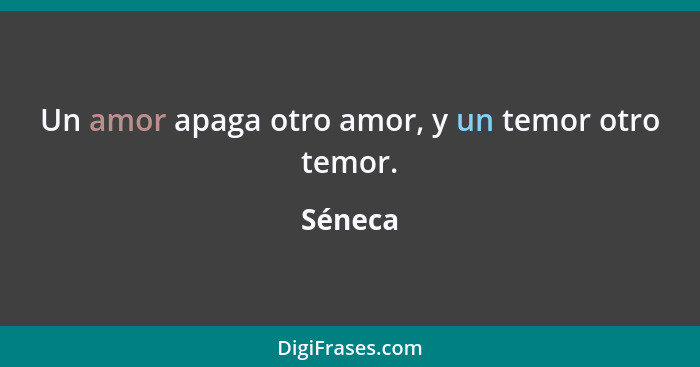 Un amor apaga otro amor, y un temor otro temor.... - Séneca