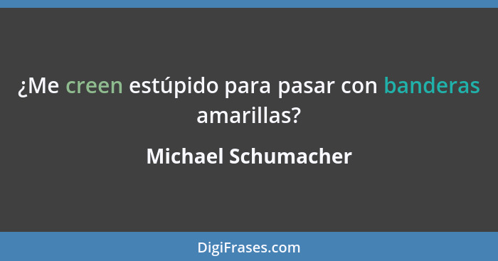 ¿Me creen estúpido para pasar con banderas amarillas?... - Michael Schumacher