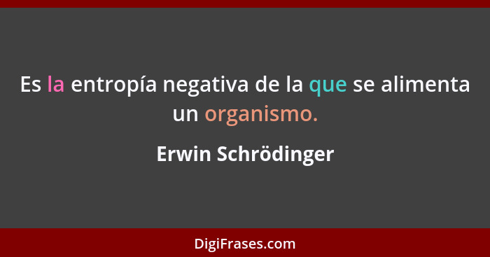 Es la entropía negativa de la que se alimenta un organismo.... - Erwin Schrödinger