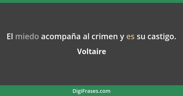 El miedo acompaña al crimen y es su castigo.... - Voltaire