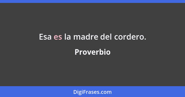 Esa es la madre del cordero.... - Proverbio