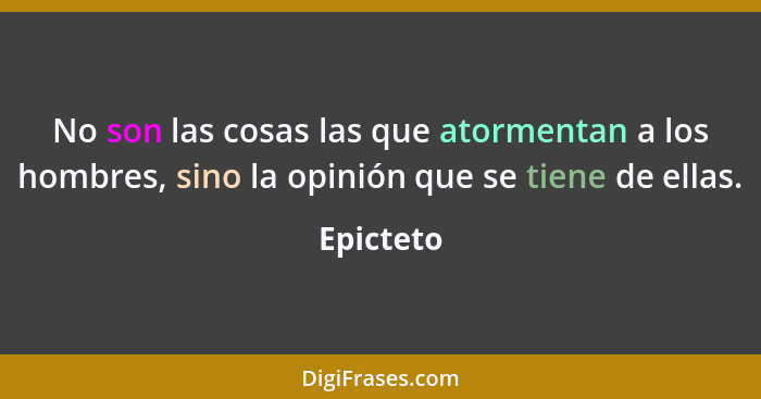 No son las cosas las que atormentan a los hombres, sino la opinión que se tiene de ellas.... - Epicteto