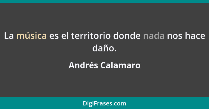 La música es el territorio donde nada nos hace daño.... - Andrés Calamaro