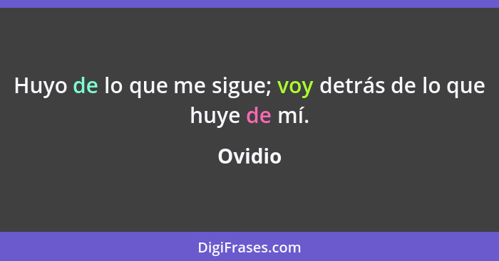 Huyo de lo que me sigue; voy detrás de lo que huye de mí.... - Ovidio