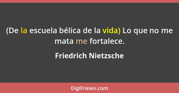 (De la escuela bélica de la vida) Lo que no me mata me fortalece.... - Friedrich Nietzsche