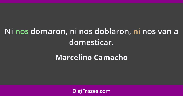 Ni nos domaron, ni nos doblaron, ni nos van a domesticar.... - Marcelino Camacho