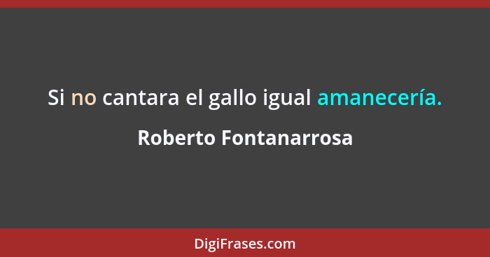 Si no cantara el gallo igual amanecería.... - Roberto Fontanarrosa