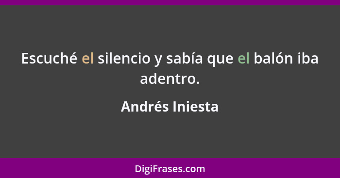 Escuché el silencio y sabía que el balón iba adentro.... - Andrés Iniesta