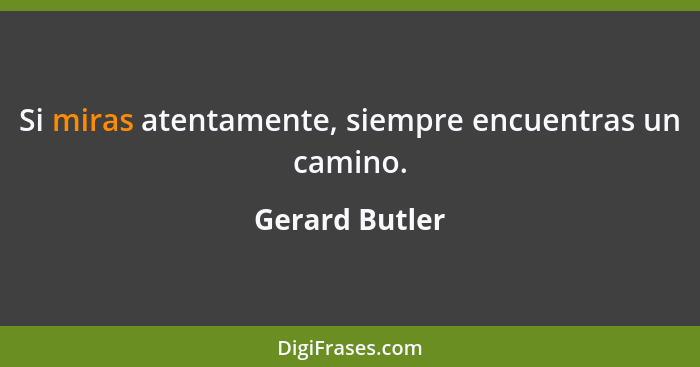 Si miras atentamente, siempre encuentras un camino.... - Gerard Butler