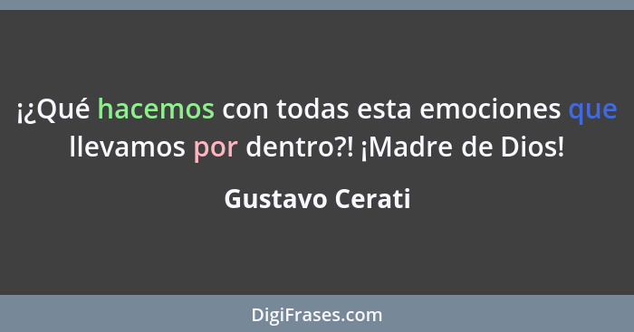 ¡¿Qué hacemos con todas esta emociones que llevamos por dentro?! ¡Madre de Dios!... - Gustavo Cerati