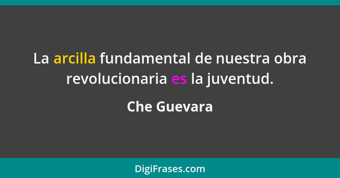 La arcilla fundamental de nuestra obra revolucionaria es la juventud.... - Che Guevara