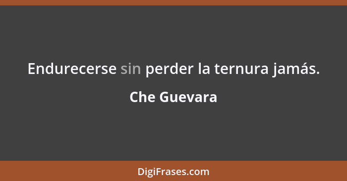 Endurecerse sin perder la ternura jamás.... - Che Guevara