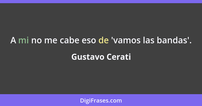 A mi no me cabe eso de 'vamos las bandas'.... - Gustavo Cerati