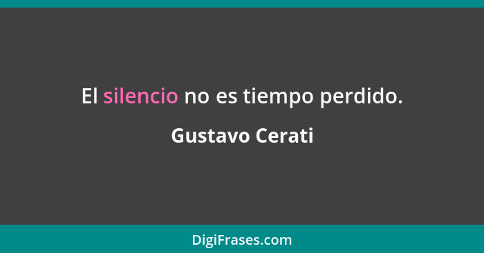 El silencio no es tiempo perdido.... - Gustavo Cerati
