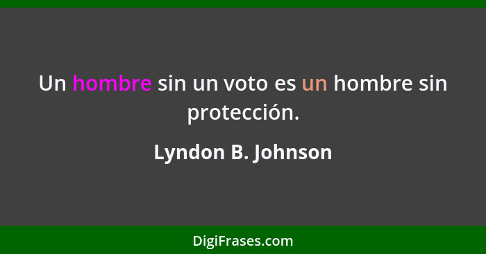 Un hombre sin un voto es un hombre sin protección.... - Lyndon B. Johnson