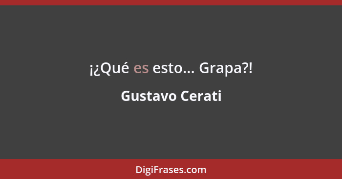 ¡¿Qué es esto... Grapa?!... - Gustavo Cerati